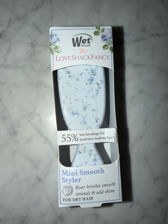 NWT LoveShackFancy x Goody Light Blue Floral Paddle Detangler & Accessory Bundle main image 4
